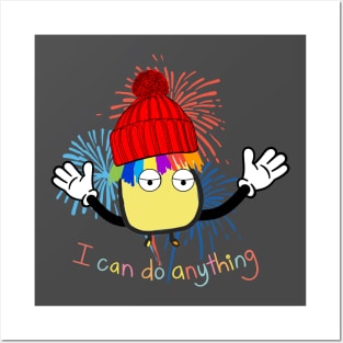 RAINBOW HAIR CARTOON GIRL I CAN DO ANYTHING FUNNY Posters and Art